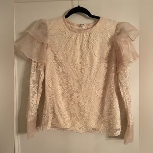 Rachel Parcell Cream Lace Shirt
